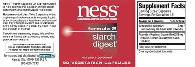 Photo of the NESS Nutritional Enzyme Support System Formula 2 Starch Digest label