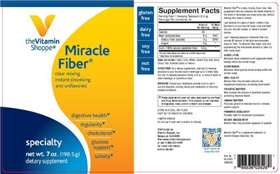 Photo of the The Vitamin Shoppe Miracle Fiber label