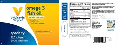 Photo of the The Vitamin Shoppe Omega 3 Fish Oil 1000 mg label