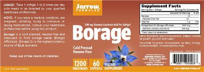 Photo of the Jarrow Formulas Borage label