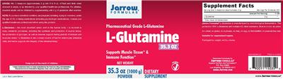Photo of the Jarrow Formulas L-Glutamine Powder label