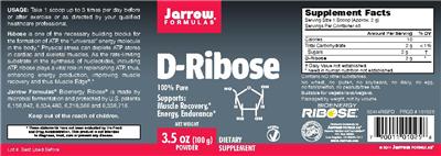 Photo of the Jarrow Formulas D-Ribose label
