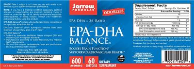Photo of the Jarrow Formulas EPA-DHA Balance label
