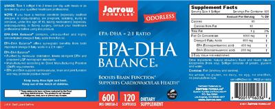 Photo of the Jarrow Formulas EPA-DHA Balance label