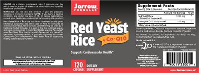 Photo of the Jarrow Formulas Red Yeast Rice label