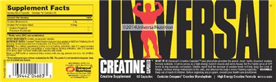 Photo of the Universal Creatine Capsules label