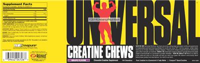 Photo of the Universal Creatine Chews Grape Flavor label