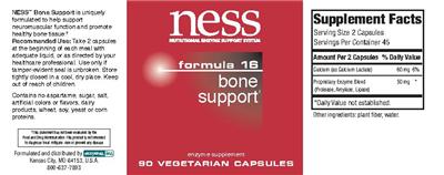 Photo of the NESS Nutritional Enzyme Support System Formula 16 Bone Support label