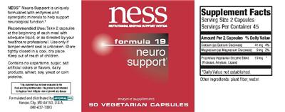 Photo of the NESS Nutritional Enzyme Support System Formula 19 Neuro Support label