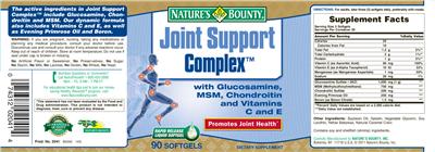 Photo of the Nature's Bounty Joint Support Complex label