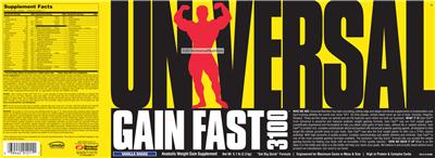 Photo of the Universal Gain Fast 3100 Vanilla Shake label