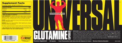 Photo of the Universal Glutamine Capsules label