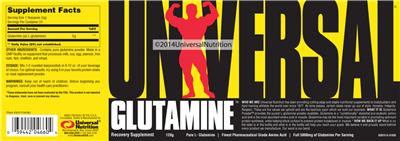 Photo of the Universal Glutamine label