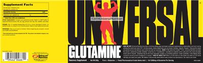 Photo of the Universal Glutamine label