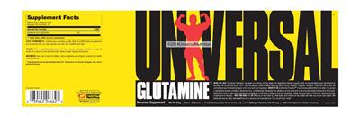 Photo of the Universal Glutamine label