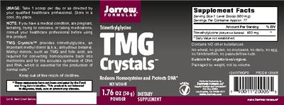 Photo of the Jarrow Formulas TMG Crystals label