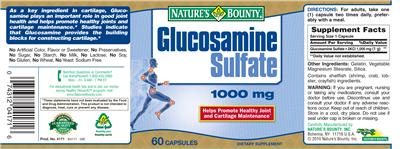 Photo of the Nature's Bounty Glucosamine Sulfate 1000 mg label