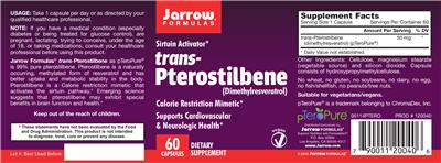 Photo of the Jarrow Formulas Trans-Pterostilbene label