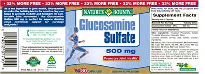Photo of the Nature's Bounty Glucosamine Sulfate 500 mg label