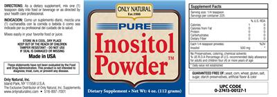 Photo of the Only Natural Pure Inositol Powder label