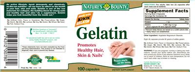 Photo of the Nature's Bounty Gelatin label
