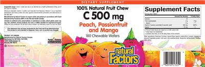 Photo of the Natural Factors C 500 mg label
