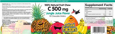 Photo of the Natural Factors C 500 mg Jungle Juice Flavor label
