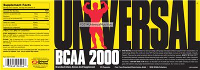 Photo of the Universal BCAA 2000 label