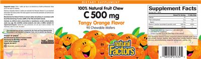 Photo of the Natural Factors C 500 mg Tangy Orange Flavor label