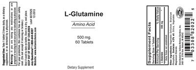 Photo of the Indiana Botanic Gardens L-Glutamine label