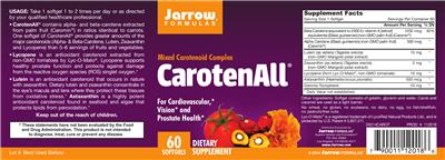Photo of the Jarrow Formulas CarotenAll Mixed Carotenoids Complex label