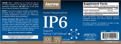 Photo of the Jarrow Formulas IP6 500 mg label