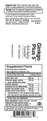 Photo of the Indiana Botanic Gardens Ginkgo Plus 5 label