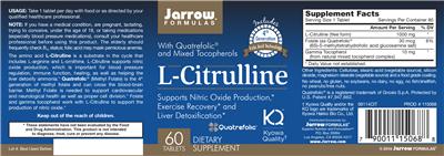 Photo of the Jarrow Formulas L-Citrulline label