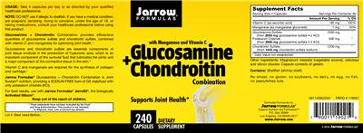 Photo of the Jarrow Formulas Glucosamine + Chondroitin label
