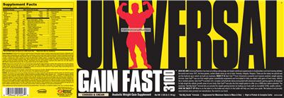 Photo of the Universal Gain Fast 3100 Cookies & Cream label