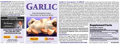 Photo of the ProCaps Laboratories Garlic label