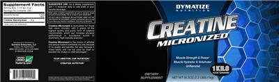 Photo of the Dymatize Nutrition Creatine Micronized Unflavored label