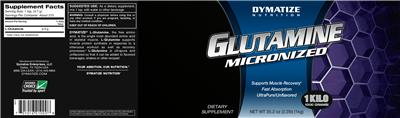 Photo of the Dymatize Nutrition Glutamine Micronized label