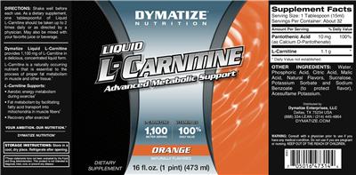 Photo of the Dymatize Nutrition Liquid L-Carnitine Orange label