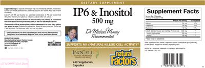 Photo of the Natural Factors IP6 & Inositol 500 mg label