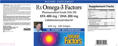 Photo of the Natural Factors Rx Omega-3 Factors label