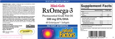 Photo of the Natural Factors Mini-Gels RxOmega-3 label