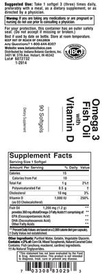 Photo of the Indiana Botanic Gardens Omega 3 Fish Oil with Vitamin D label