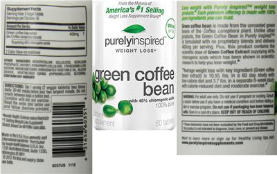 Photo of the Purely Inspired Green Coffee Bean label