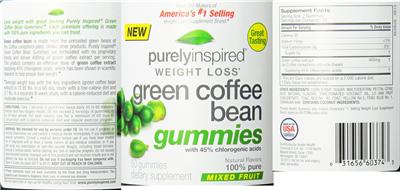 Photo of the Purely Inspired Green Coffee Bean Gummies Mixed Fruit label