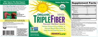 Photo of the Renew Life Organic Triple Fiber label