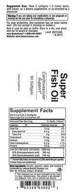 Photo of the Indiana Botanic Gardens Super Fish Oil label