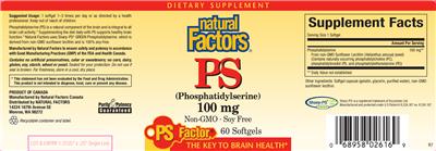 Photo of the Natural Factors PS Factor PS (Phosphatidylserine) 100 mg label