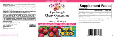 Photo of the Natural Factors CherryRich Super Strength Cherry Concentrate 36:1 500 mg label